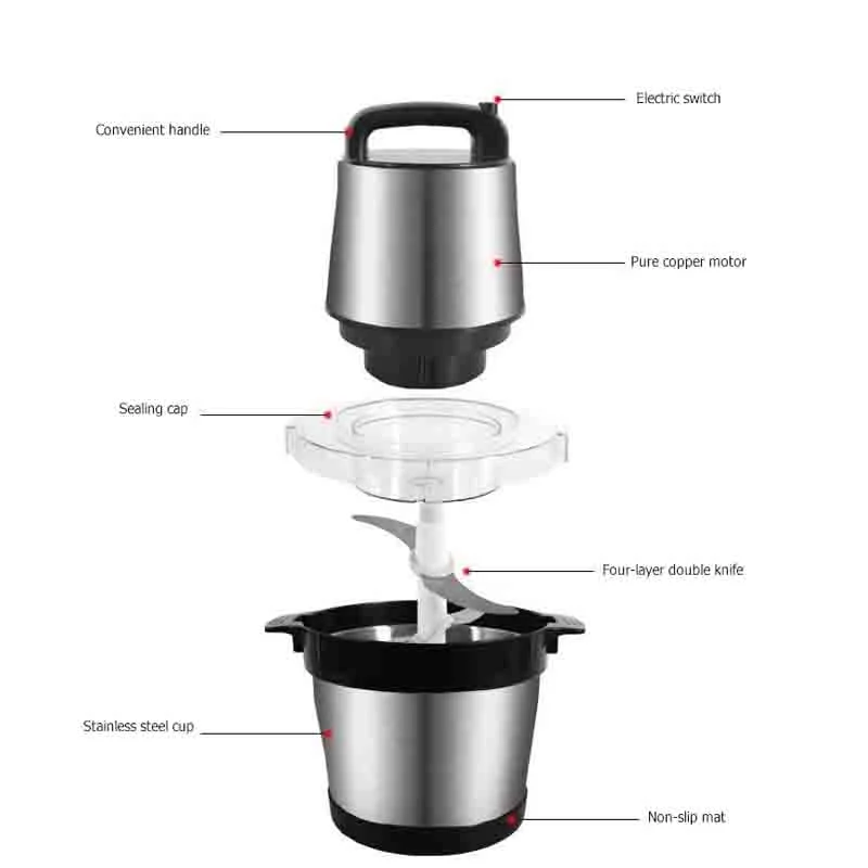 6L Multi-Chopper Kitchen Machine Wholesale Vegetable Meat Chopper Grinder Blender Homeuse / Commercial Kitchen Appliance